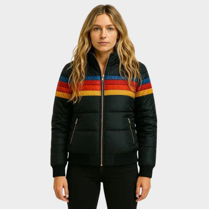 Mila | Retro Striped Hooded Puffer Jacket