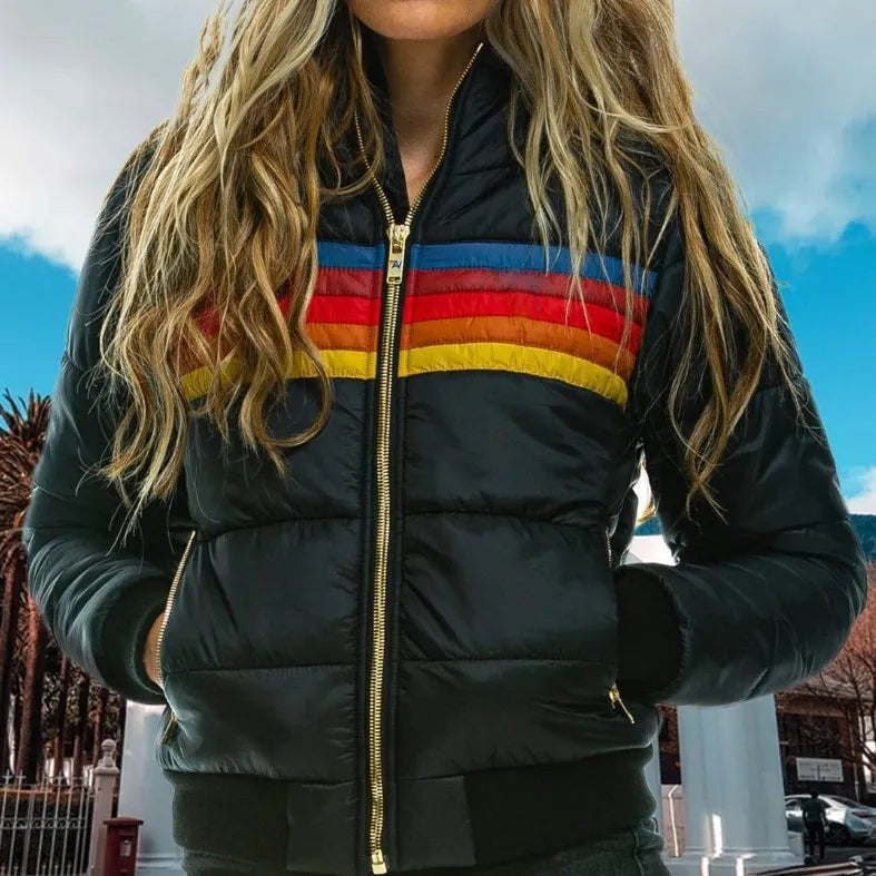 Mila | Retro Striped Hooded Puffer Jacket