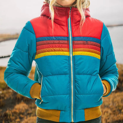 Mila | Retro Striped Hooded Puffer Jacket
