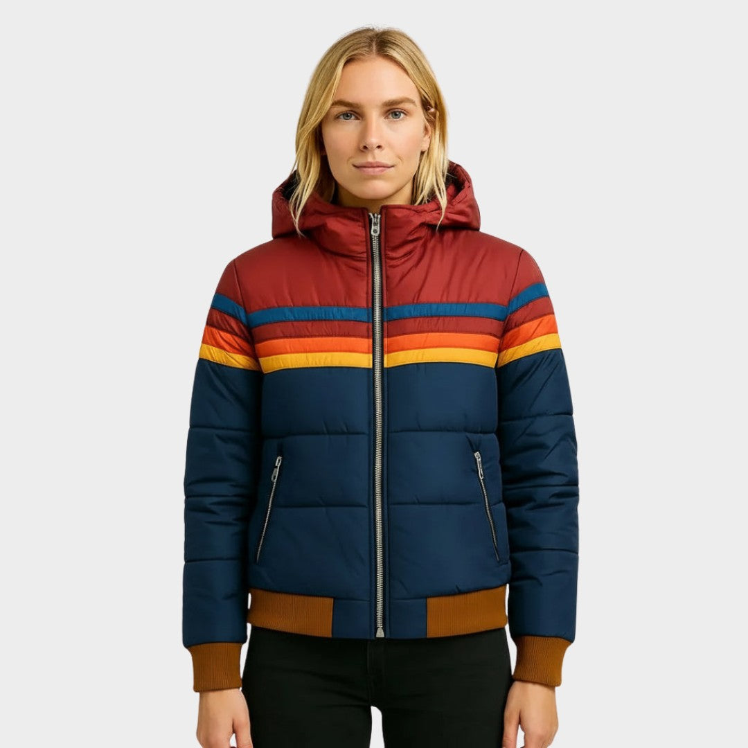 Mila | Retro Striped Hooded Puffer Jacket
