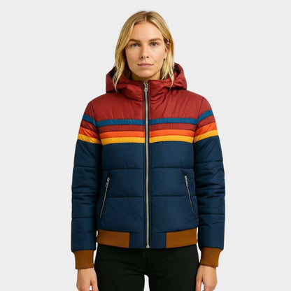 Mila | Retro Striped Hooded Puffer Jacket