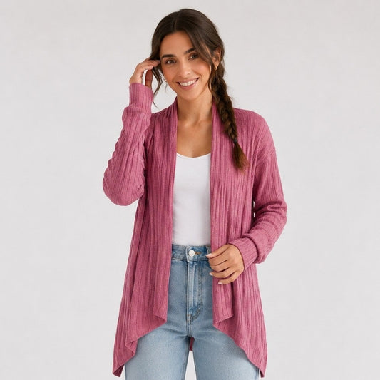 Sage | Ribbed Open-Front Cardigan