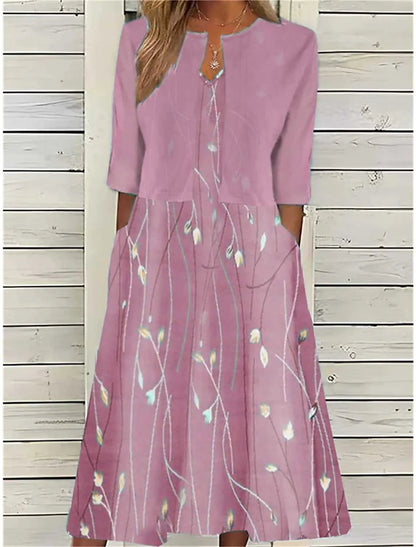 Sera | Floral Midi Dress with Pockets