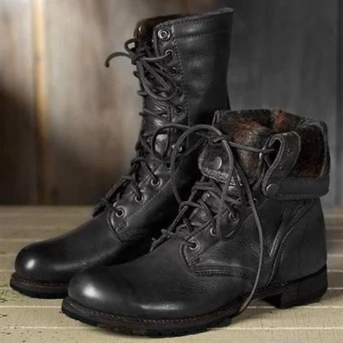 Vera | Lace-Up Mid-Calf Leather Boots