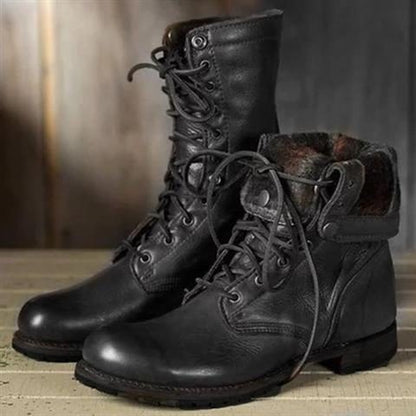 Vera | Lace-Up Mid-Calf Leather Boots