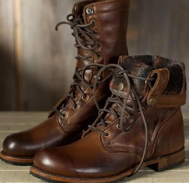 Vera | Lace-Up Mid-Calf Leather Boots
