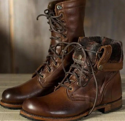 Vera | Lace-Up Mid-Calf Leather Boots