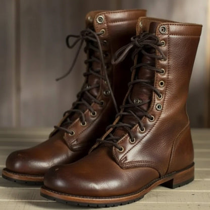 Vera | Lace-Up Mid-Calf Leather Boots