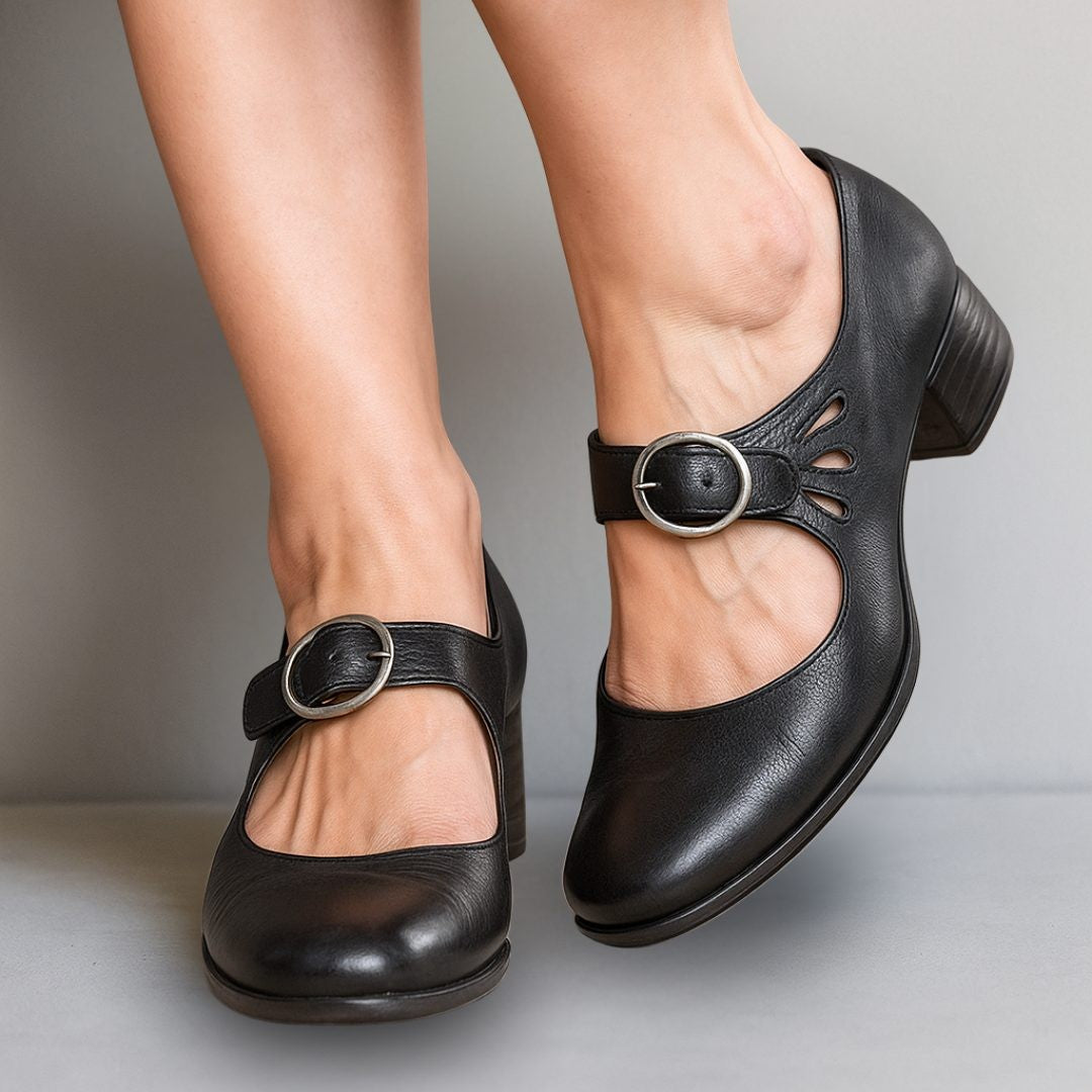 Vera | Mary Jane Block Heel with Buckle Strap