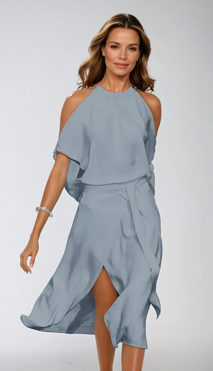Women's White Cold Shoulder Midi Dress